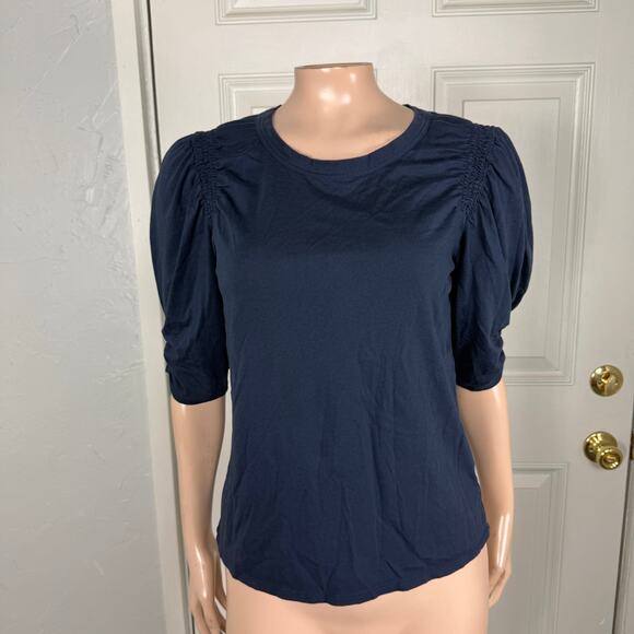 Veronica Beard Jeans Women's T-shirt Shirt top Small Navy Cotton Balloon S22 - Picture 1 of 6